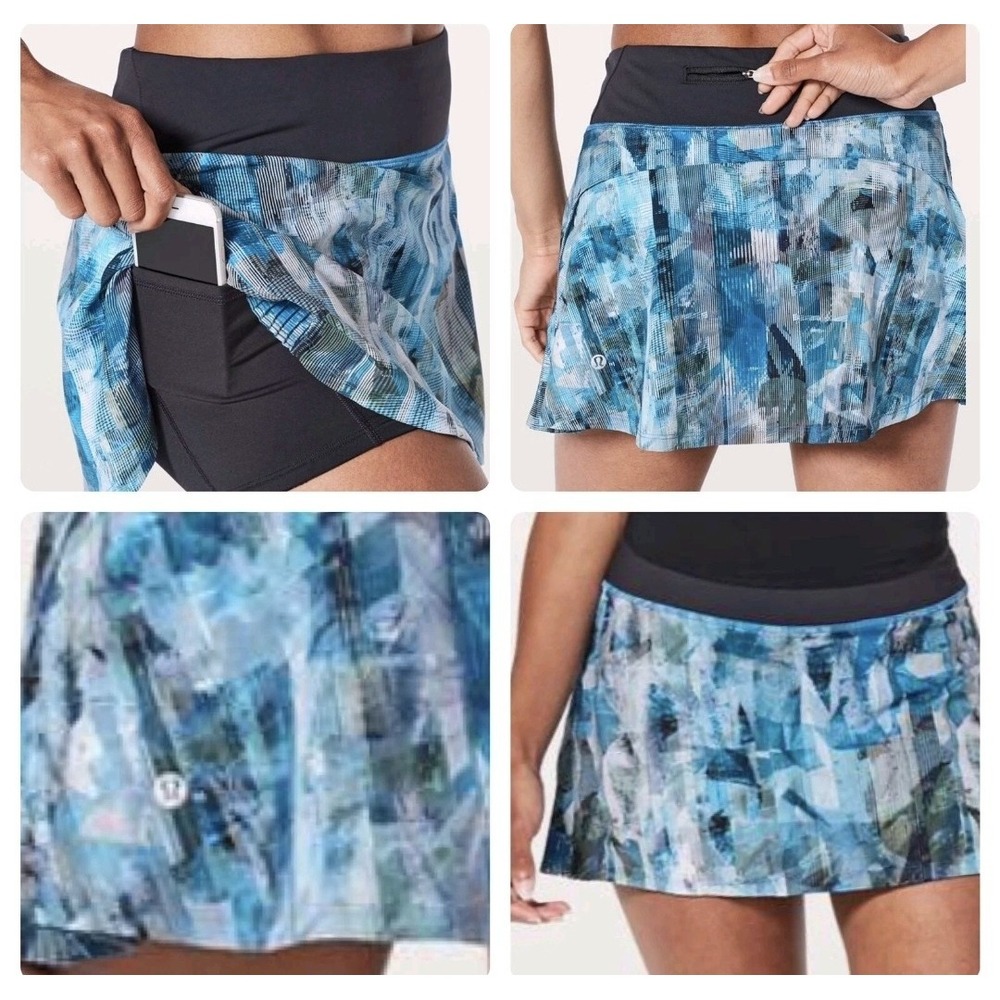 Lululemon Play Off The Pleats Skirt 6 Reg Sun Dazed Multi Blue Tennis Skort